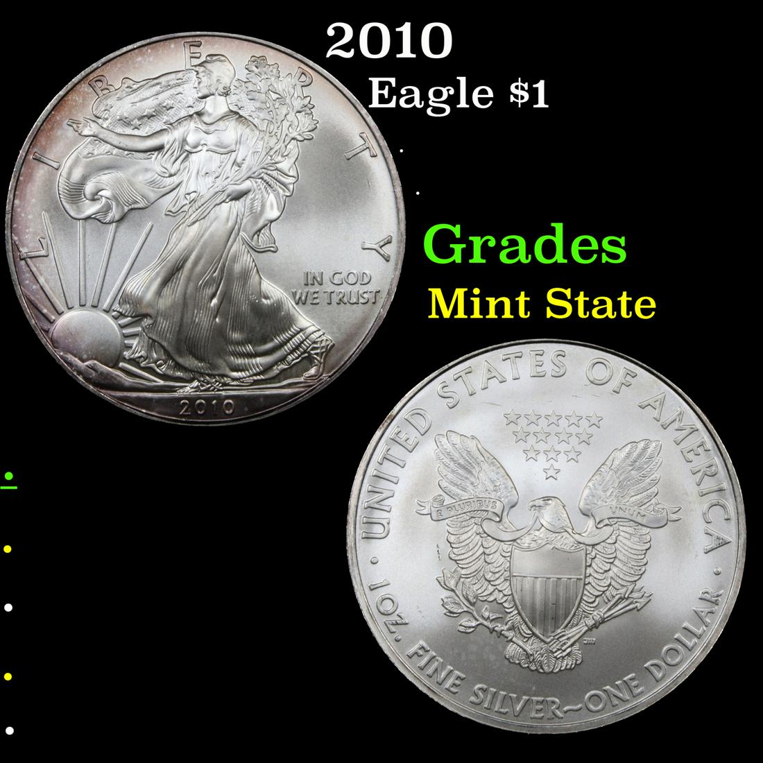 2010 Silver Eagle Dollar $1 Grades Mint State (1 of 3)