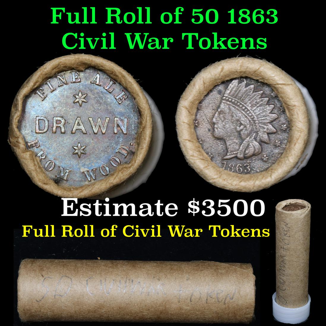 ***Auction Highlight*** Civil War Token Shotgun Roll, (1 of 5)