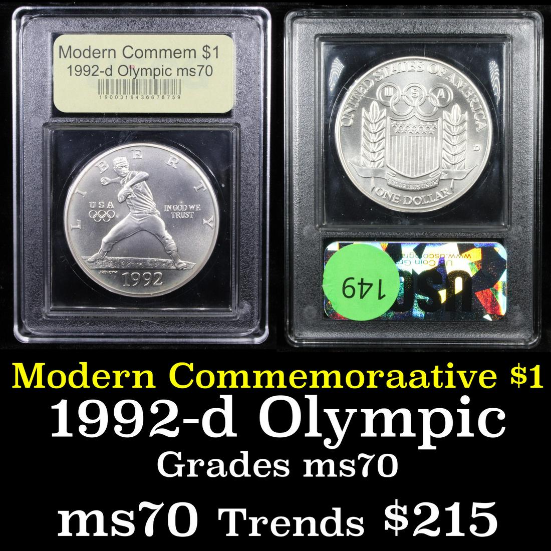 1992-d Olympics Modern Commem Dollar $1 Graded ms70, (1 of 3)