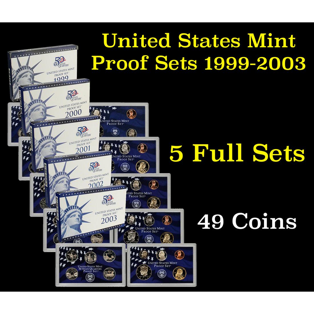 Gorup of 5 United States Mint Proof Set 1999-2003 49 (1 of 6)