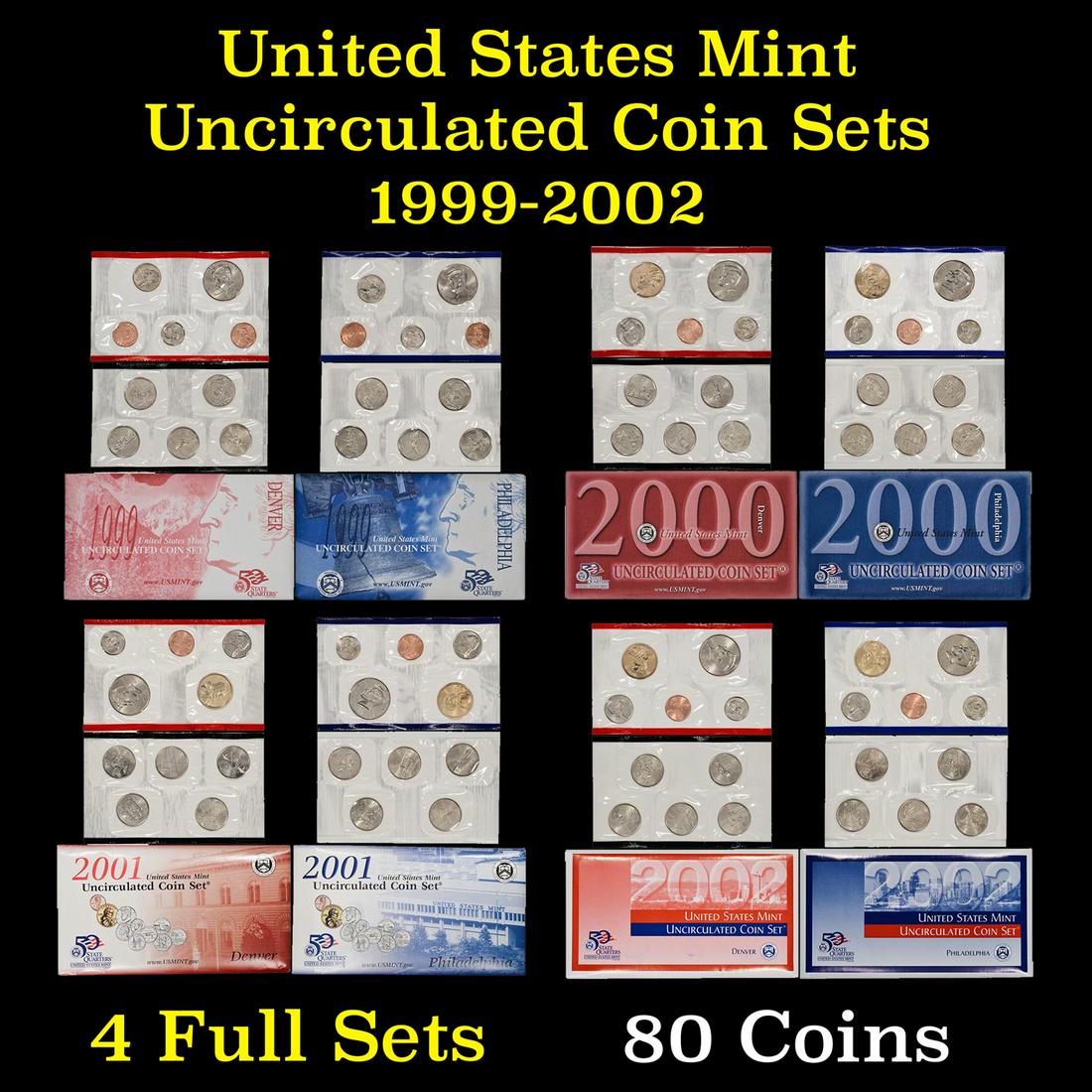Group of 4 United States Mint Uncurculated Coin Sets In (1 of 5)