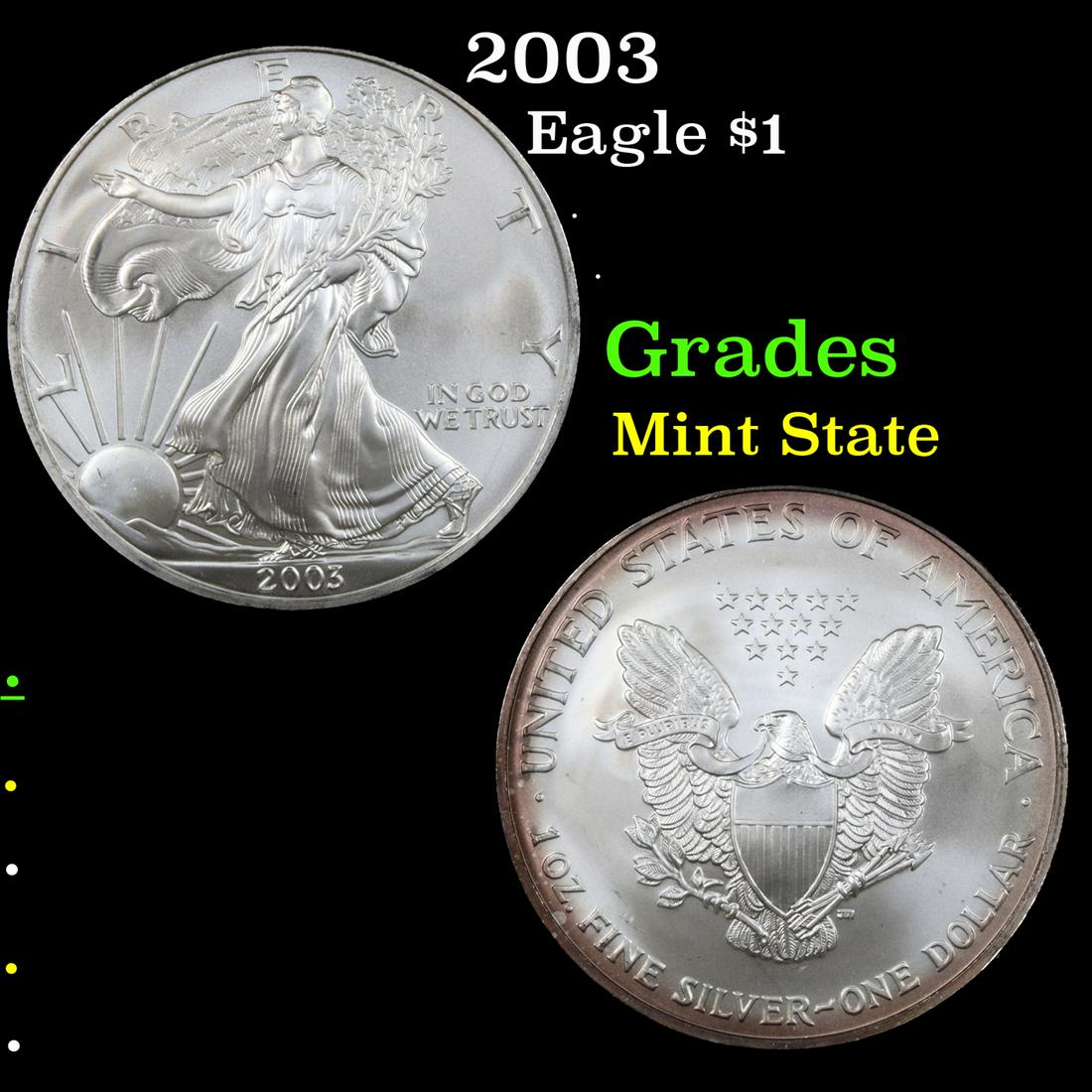 2003 Silver Eagle Dollar $1 Grades Mint State (1 of 3)