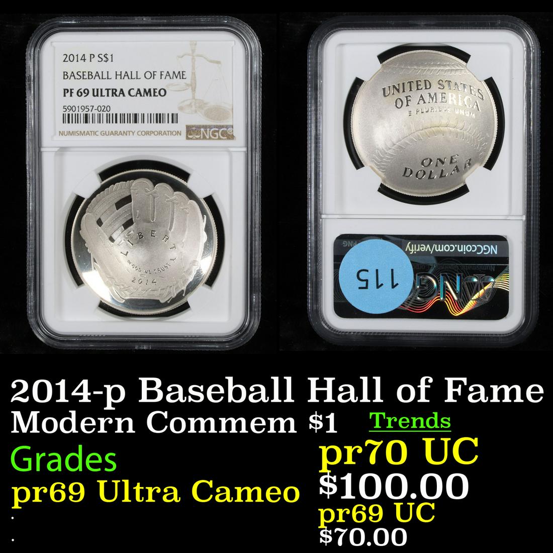 Proof NGC 2014-p Baseball Hall of Fame Modern Commem (1 of 3)