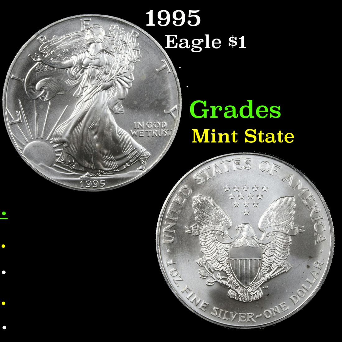 1995 Silver Eagle Dollar $1 Grades Mint State (1 of 3)