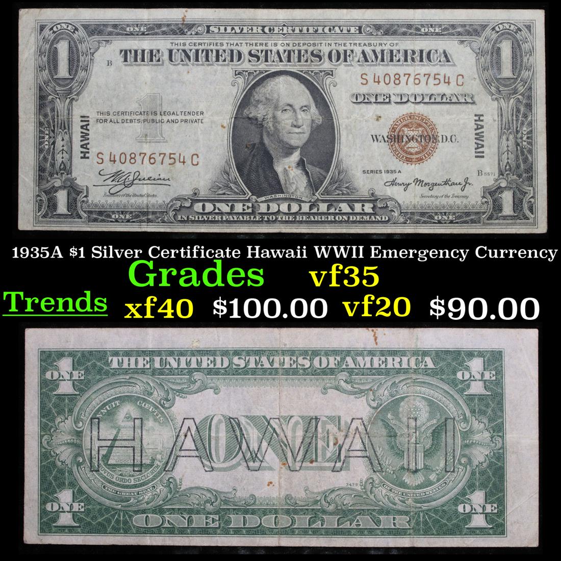 1935A $1 Silver Certificate Hawaii WWII Emergency (1 of 3)