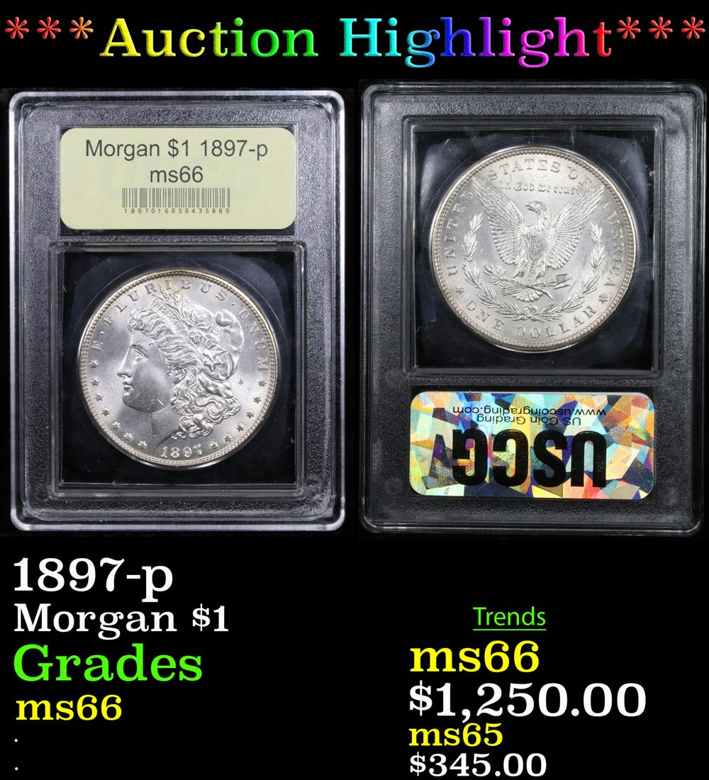 *Highlight* 1897-p Morgan Dollar $1 Graded GEM+ Unc (1 of 3)