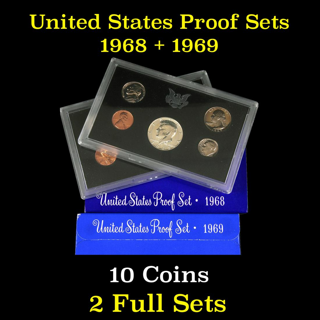 1968 & 1969 United States Proof Set 10 coins Grades (1 of 3)