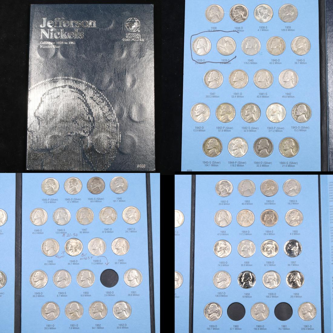 Near Complete Jefferson Nickel Book 1938-1961 62 Coins (1 of 5)