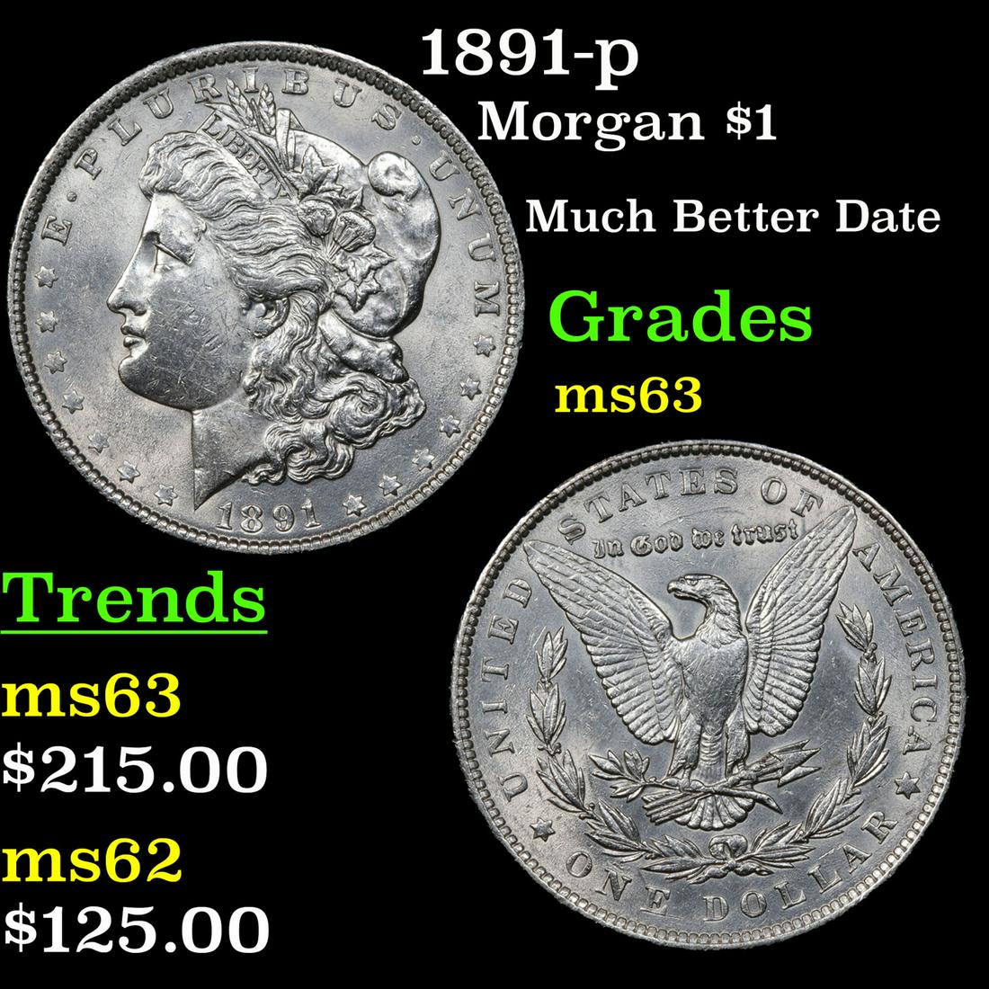 1891-p Morgan Dollar $1 Grades Select Unc (1 of 3)