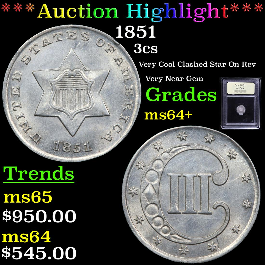 ***Auction Highlight*** 1851 Three Cent Silver 3cs (1 of 5)
