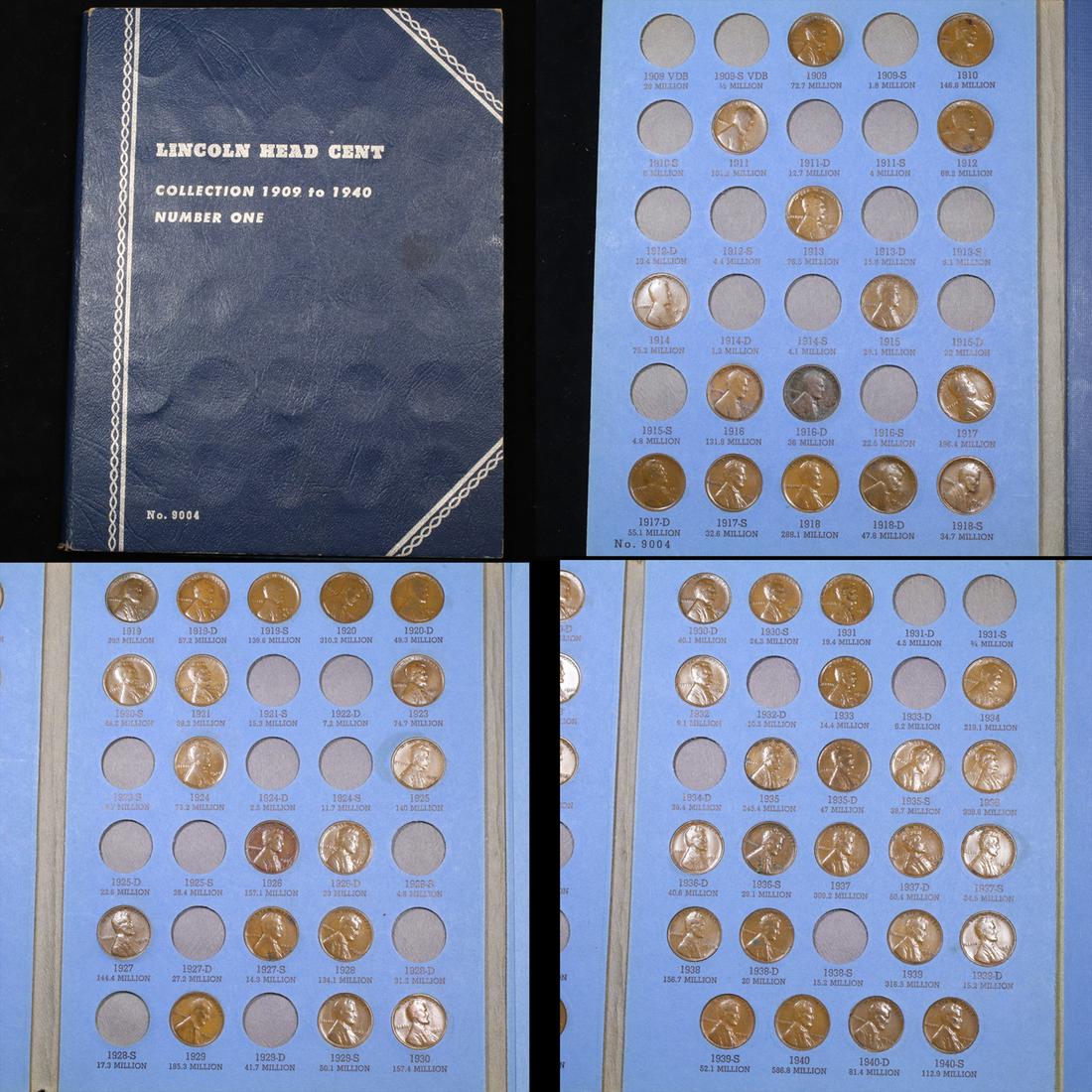 Partial Lincoln Cent Book 1909-1940 56 Coins Grades (1 of 5)