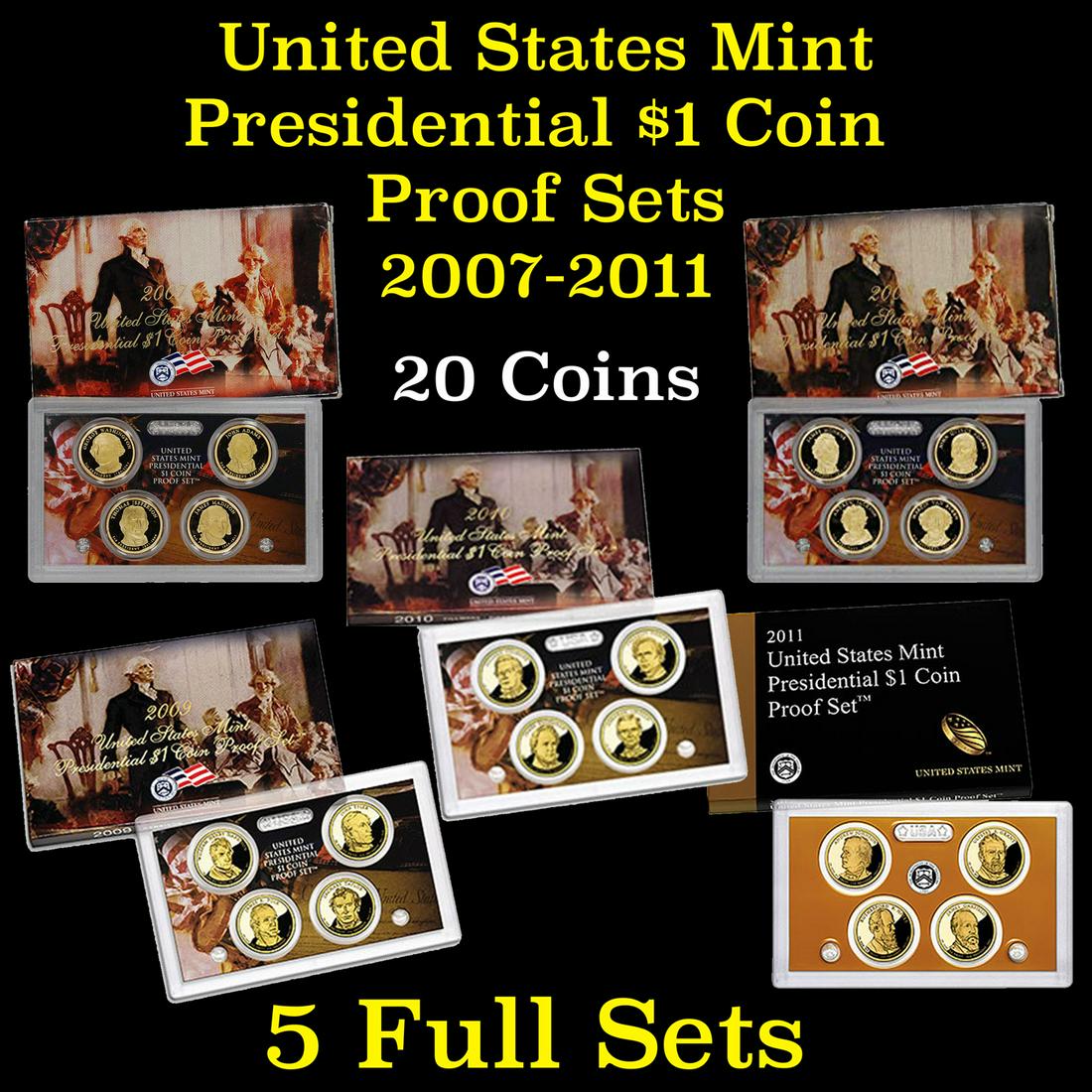 Group of 5 United States Presidential $1 Proof Sets (1 of 6)