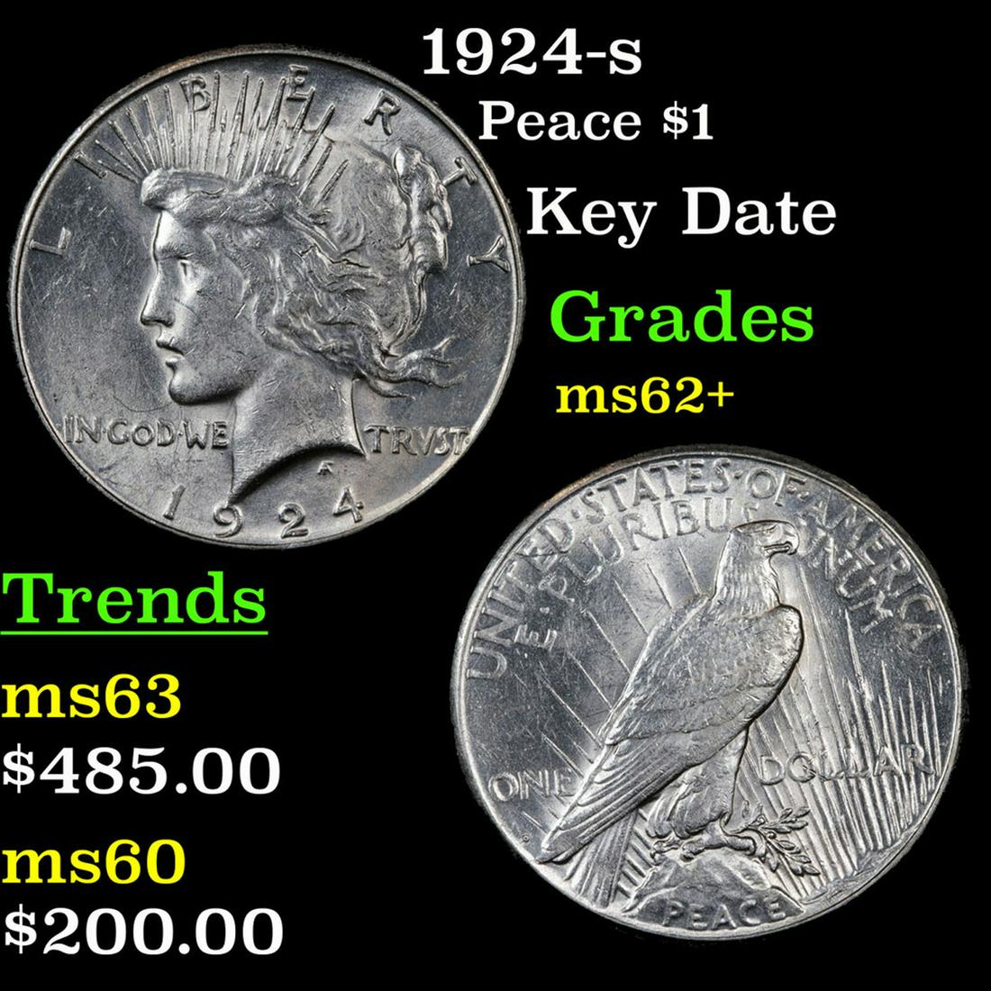 1924-s Peace Dollar $1 Grades Select Unc (1 of 3)