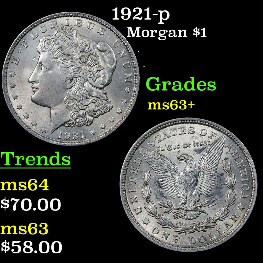 1921-p Morgan Dollar $1 Grades Select+ Unc (1 of 3)