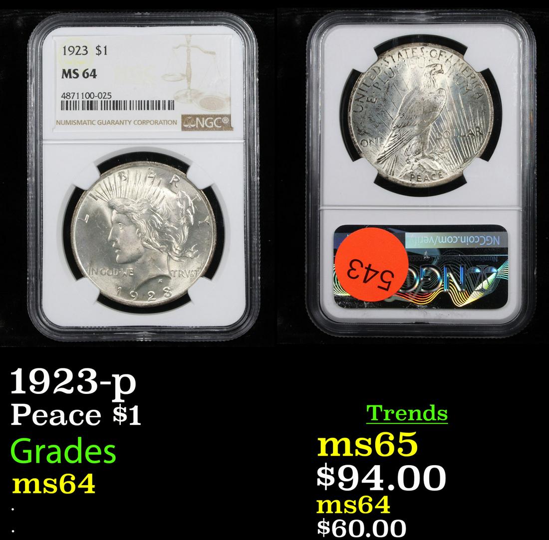 1923-p Peace $1 Graded ms64 (1 of 3)