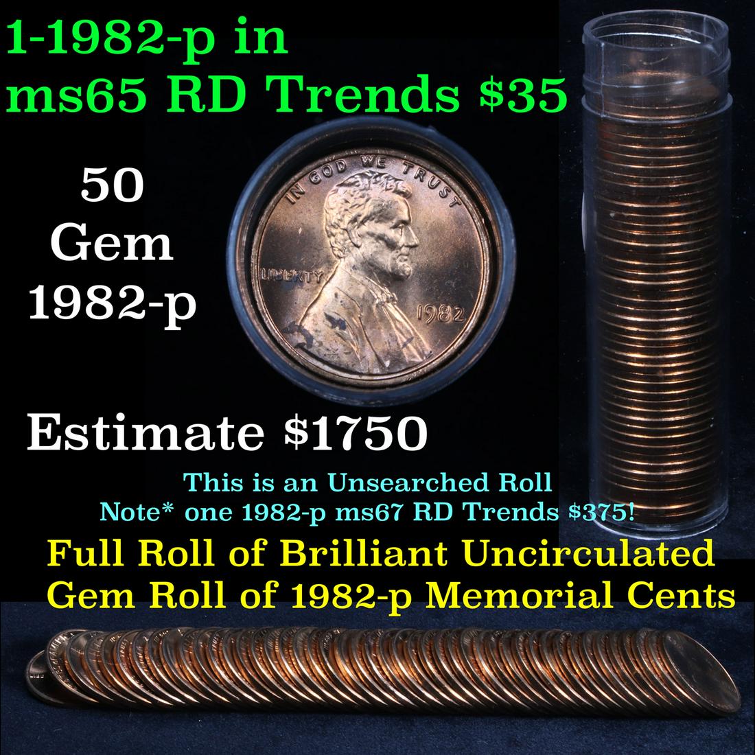 ***Auction Highlight*** Uncirculated Lincoln 1c roll, (1 of 4)