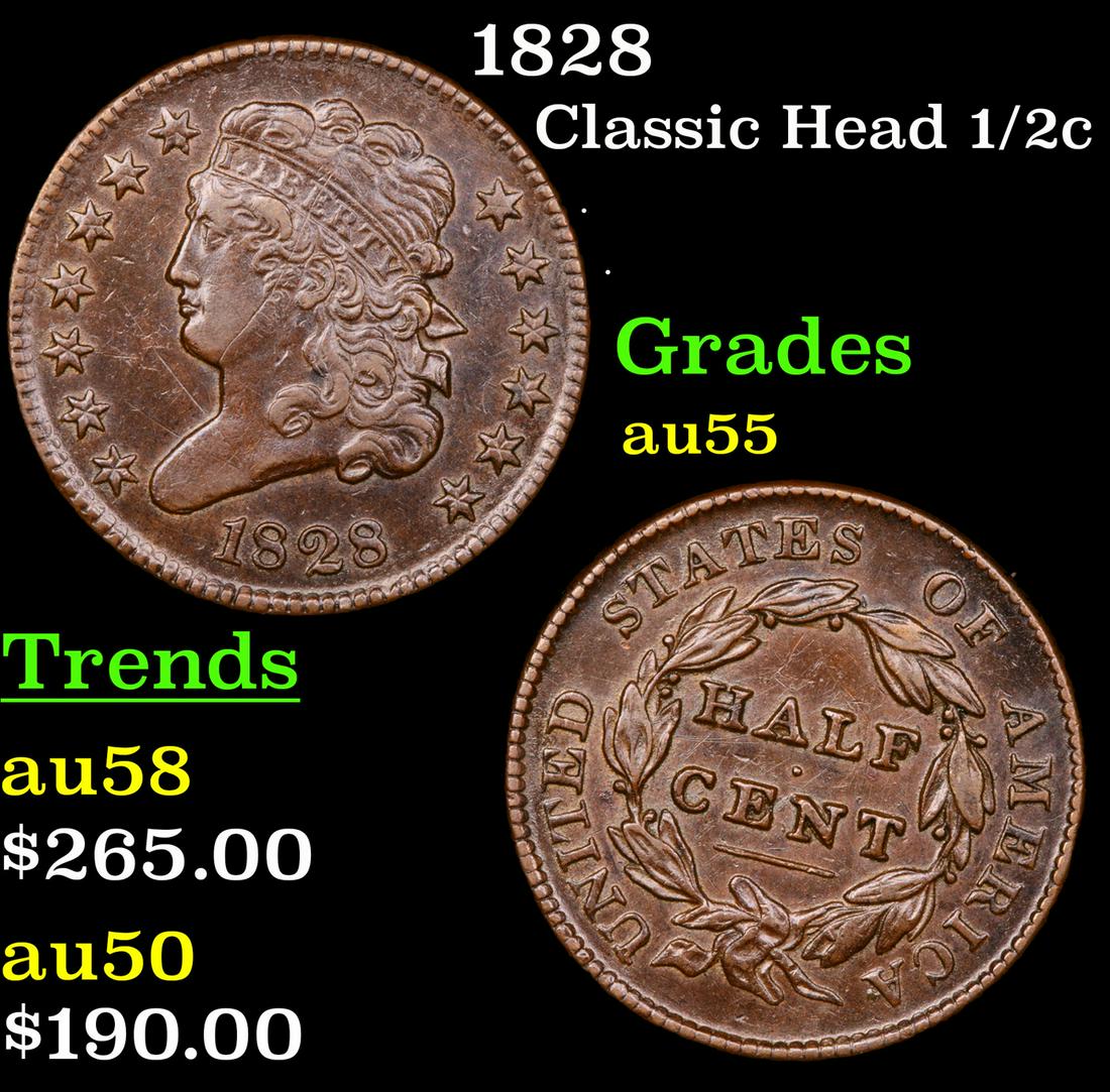1828 Classic Head 1/2c Grades Choice AU (1 of 3)