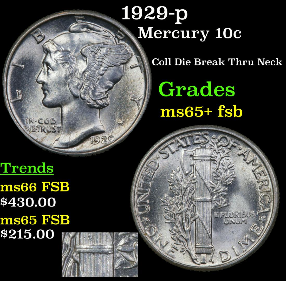 1929-p Mercury 10c Grades GEM+ FSB (1 of 5)