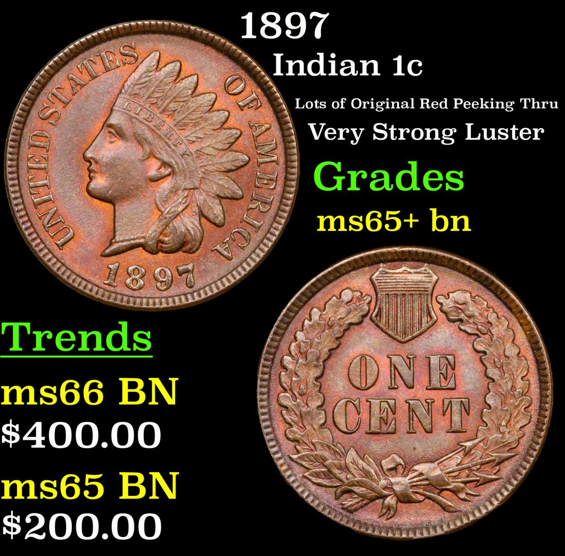 1897 Indian 1c Grades GEM+ Unc BN (1 of 3)