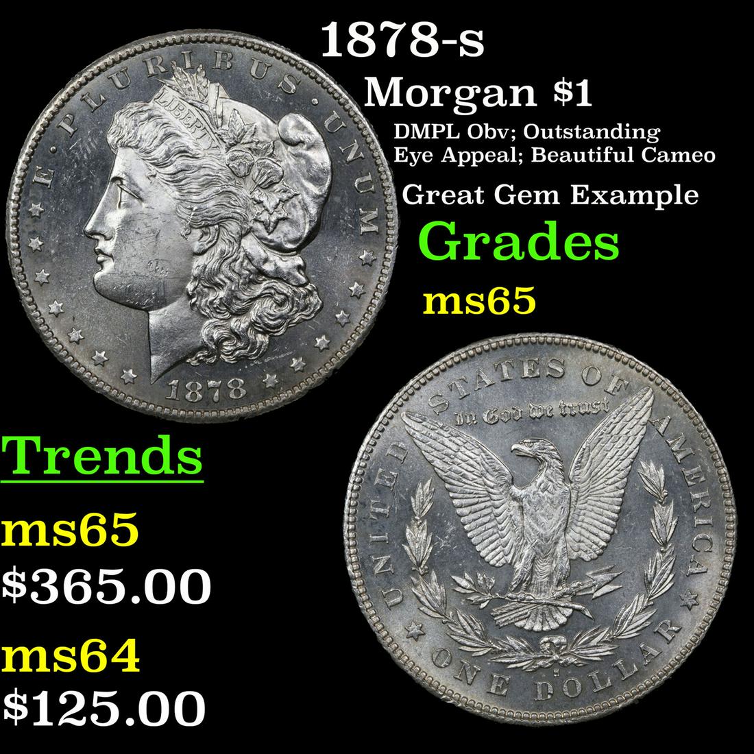 1878-s Morgan $1 Grades GEM Unc (1 of 3)
