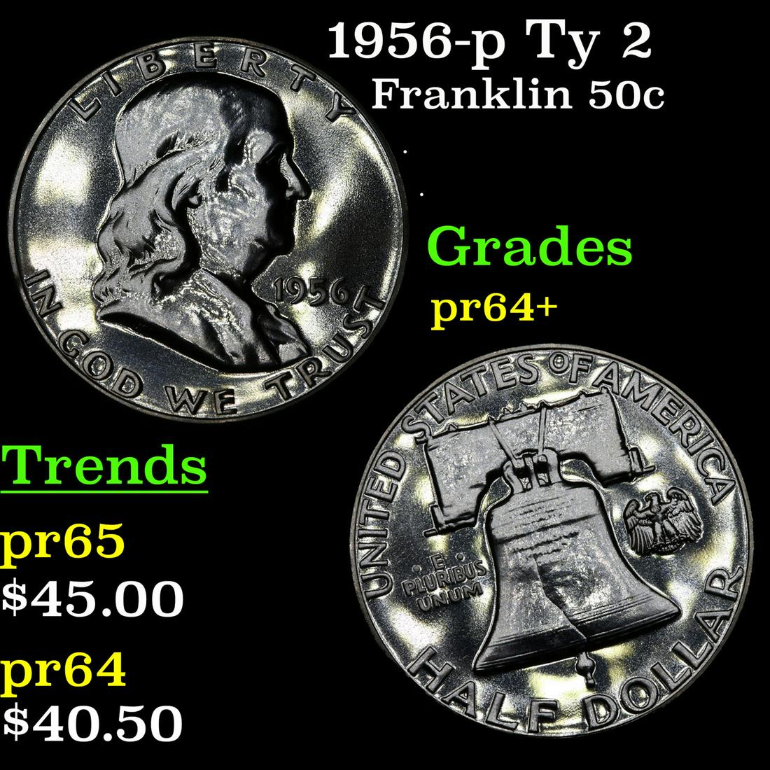 1956-p Ty 2 Franklin 50c Grades Choice+ Proof (1 of 3)