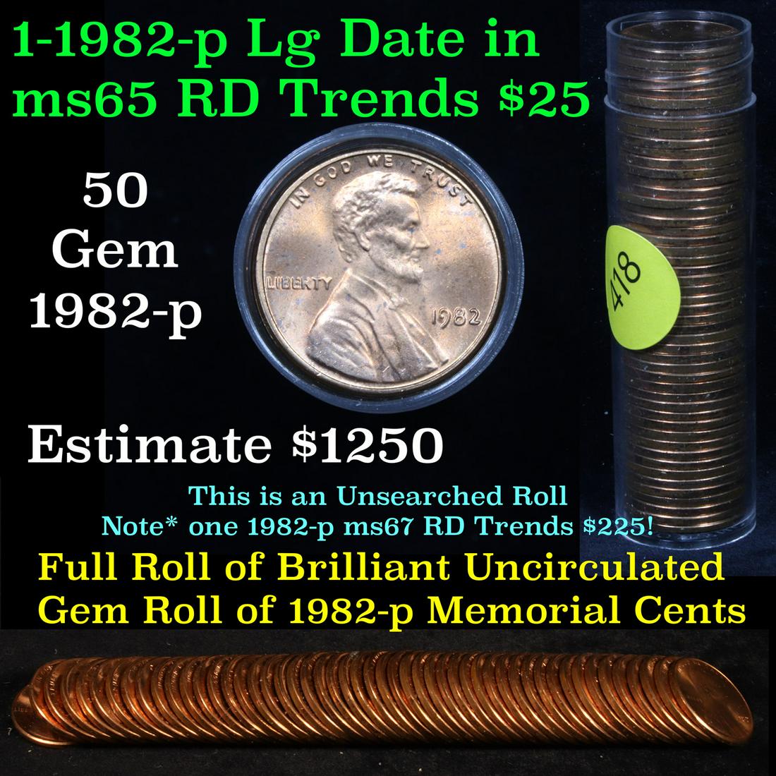 ***Auction Highlight*** Uncirculated Lincoln 1c roll, (1 of 4)