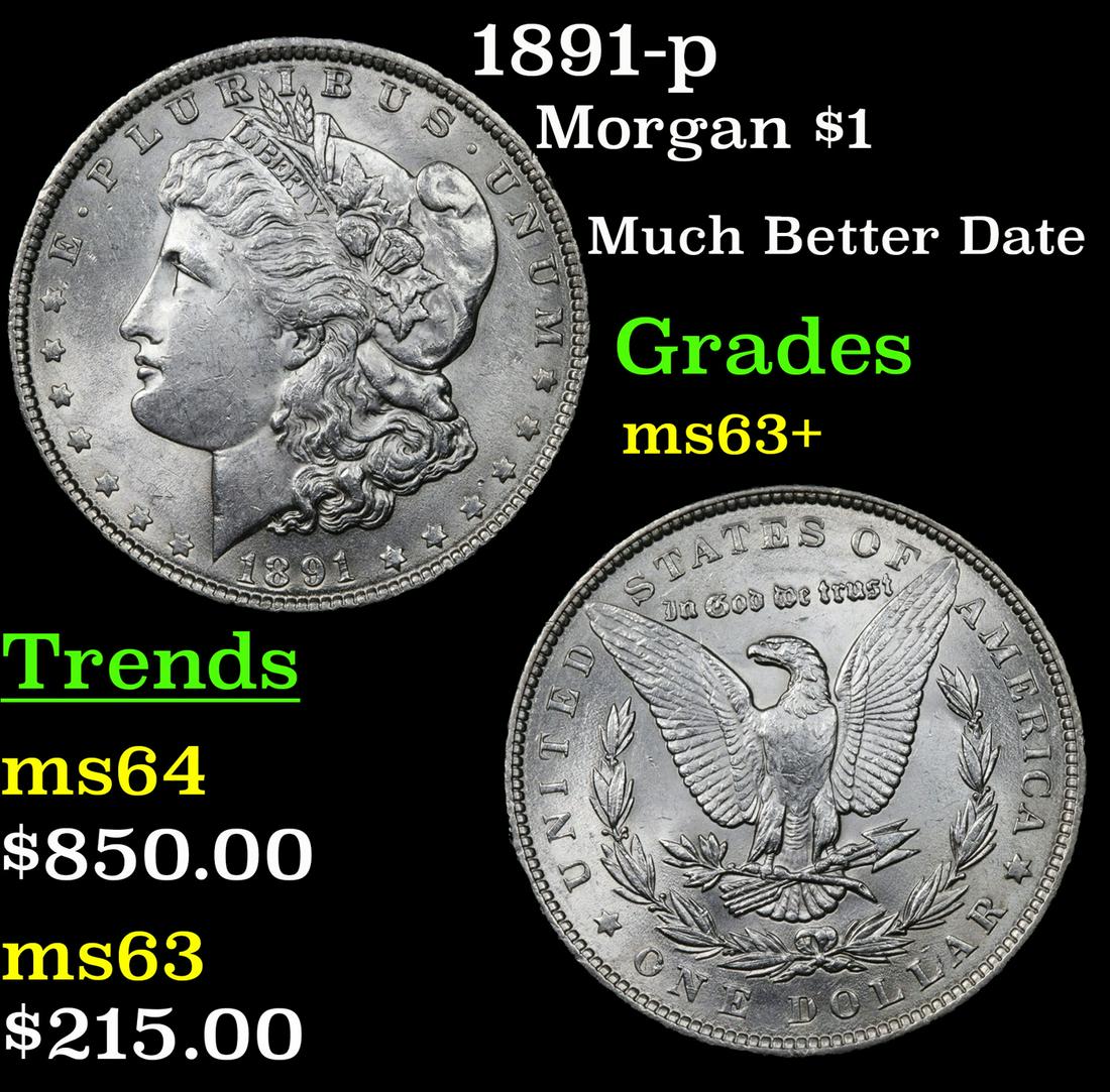 1891-p Morgan $1 Grades Select+ Unc (1 of 3)