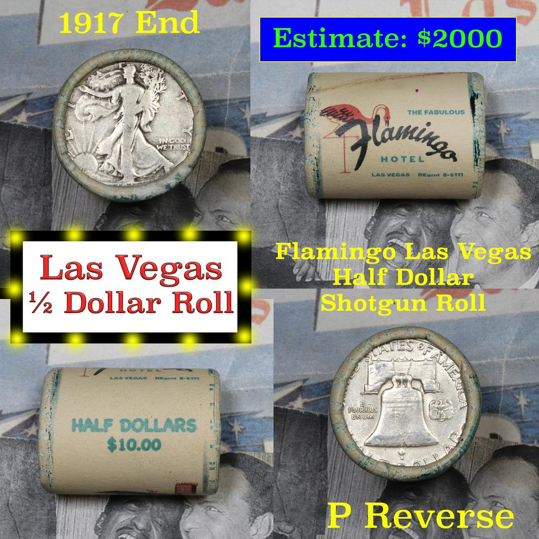 ***Auction Highlight*** Old Casino 50c Roll $10 In: ***Auction Highlight*** Old Casino 50c Roll $10 In Halves Flamingo Hotel/Casino Las Vegas 1917 Walker & 'p' Franklin Ends. Up for Auction is a Consignment I have been talking about for the last few mo