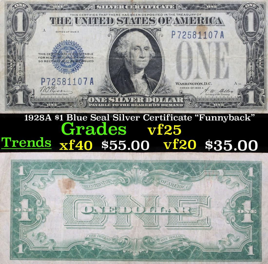 1928A $1 Blue Seal Silver Certificate "Funnyback" (1 of 3)