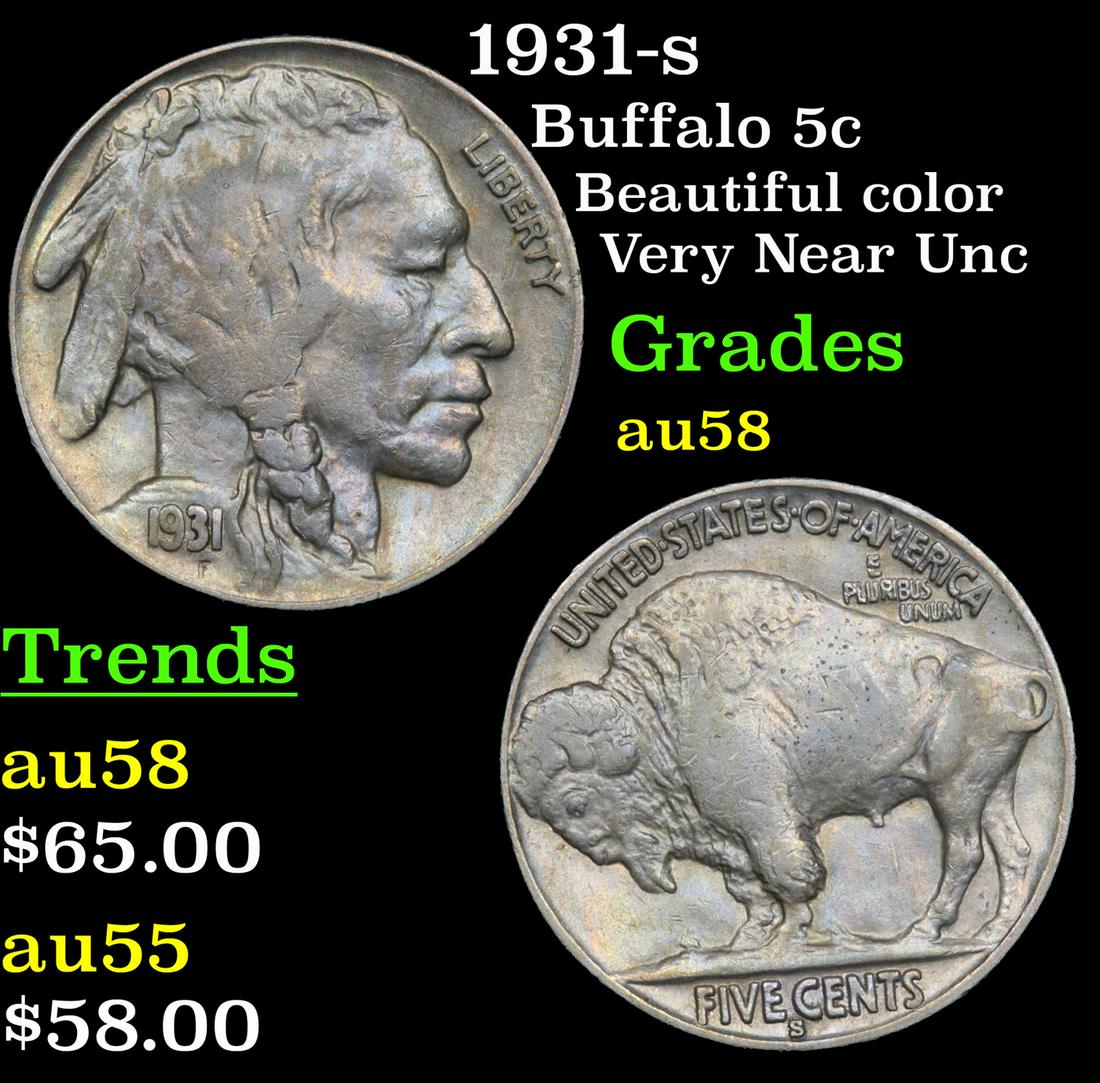 1931-s Buffalo 5c Grades Choice AU/BU Slider (1 of 3)