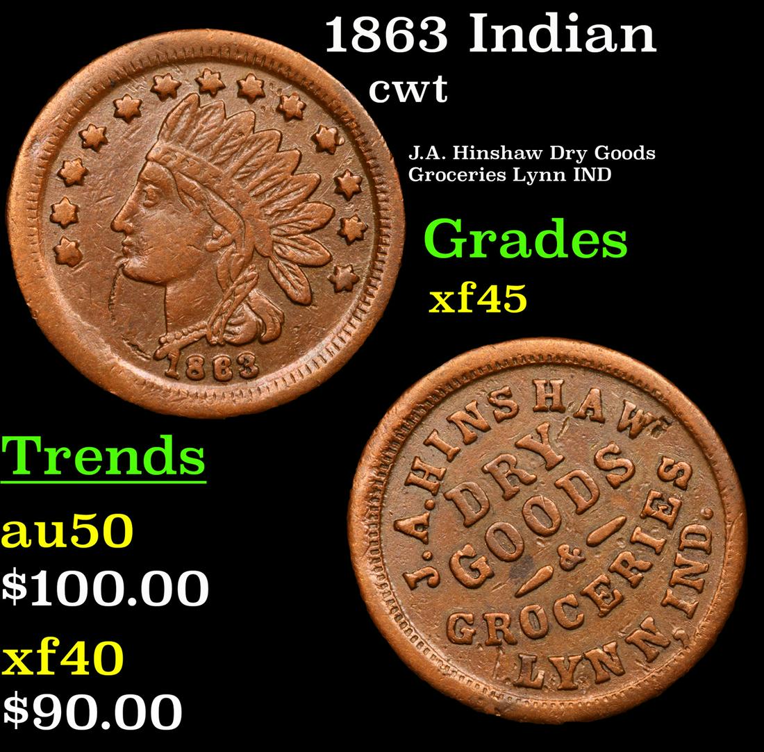 1863 Indian cwt Grades xf+ (1 of 3)