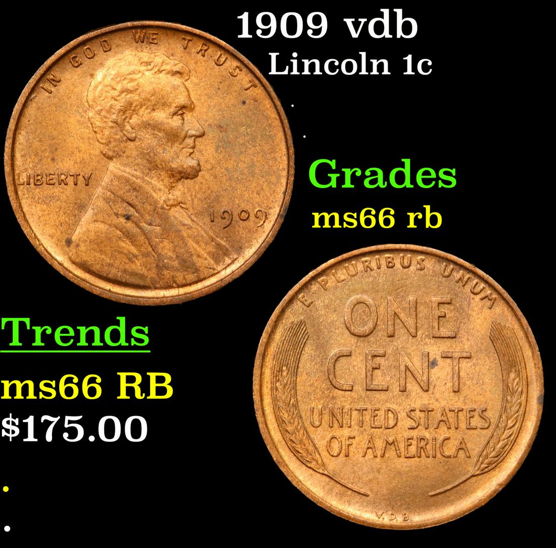 1909 vdb Lincoln 1c Grades GEM+ Unc RB (1 of 3)