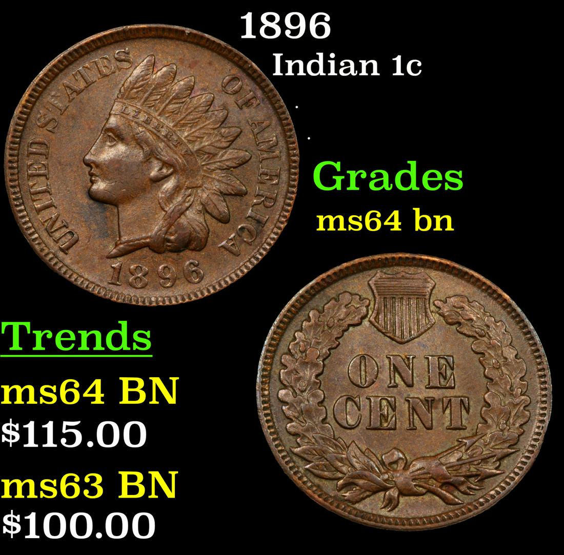 1896 Indian 1c Grades Choice Unc BN (1 of 3)