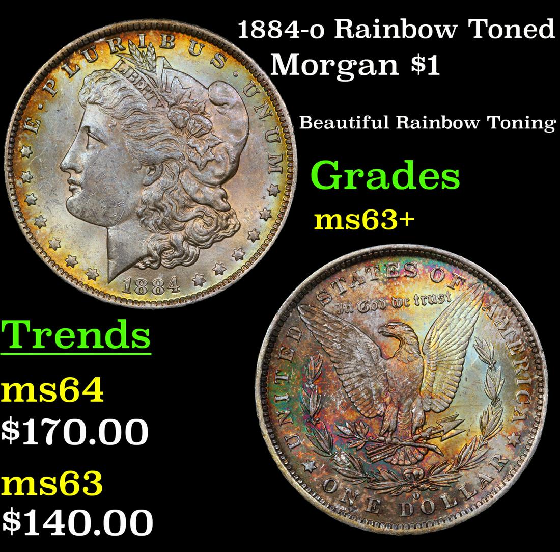 1884-o Rainbow Toned Morgan $1 Grades Select+ Unc (1 of 3)
