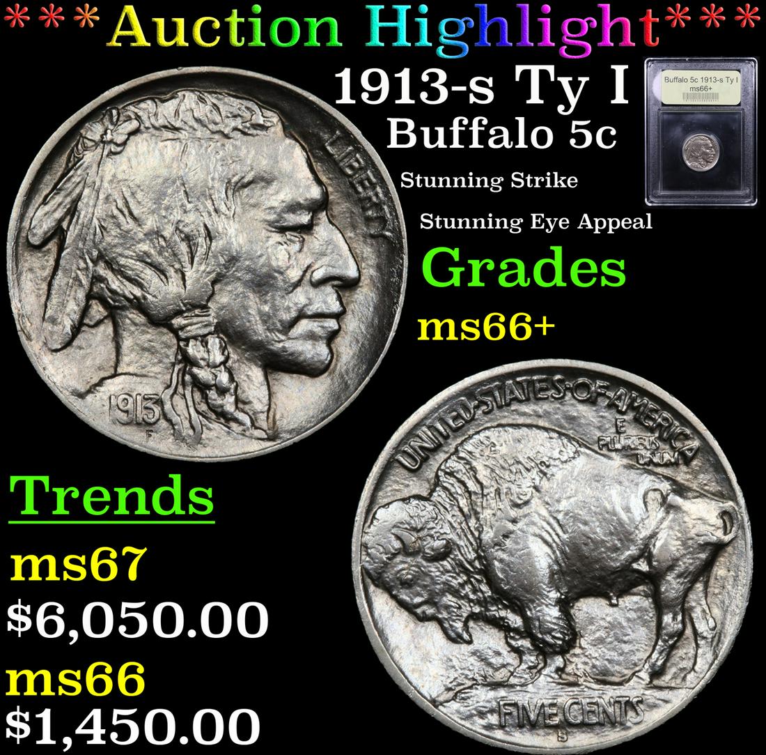 *Highlight* 1913-s Ty I Buffalo 5c Graded GEM++ Unc (1 of 5)