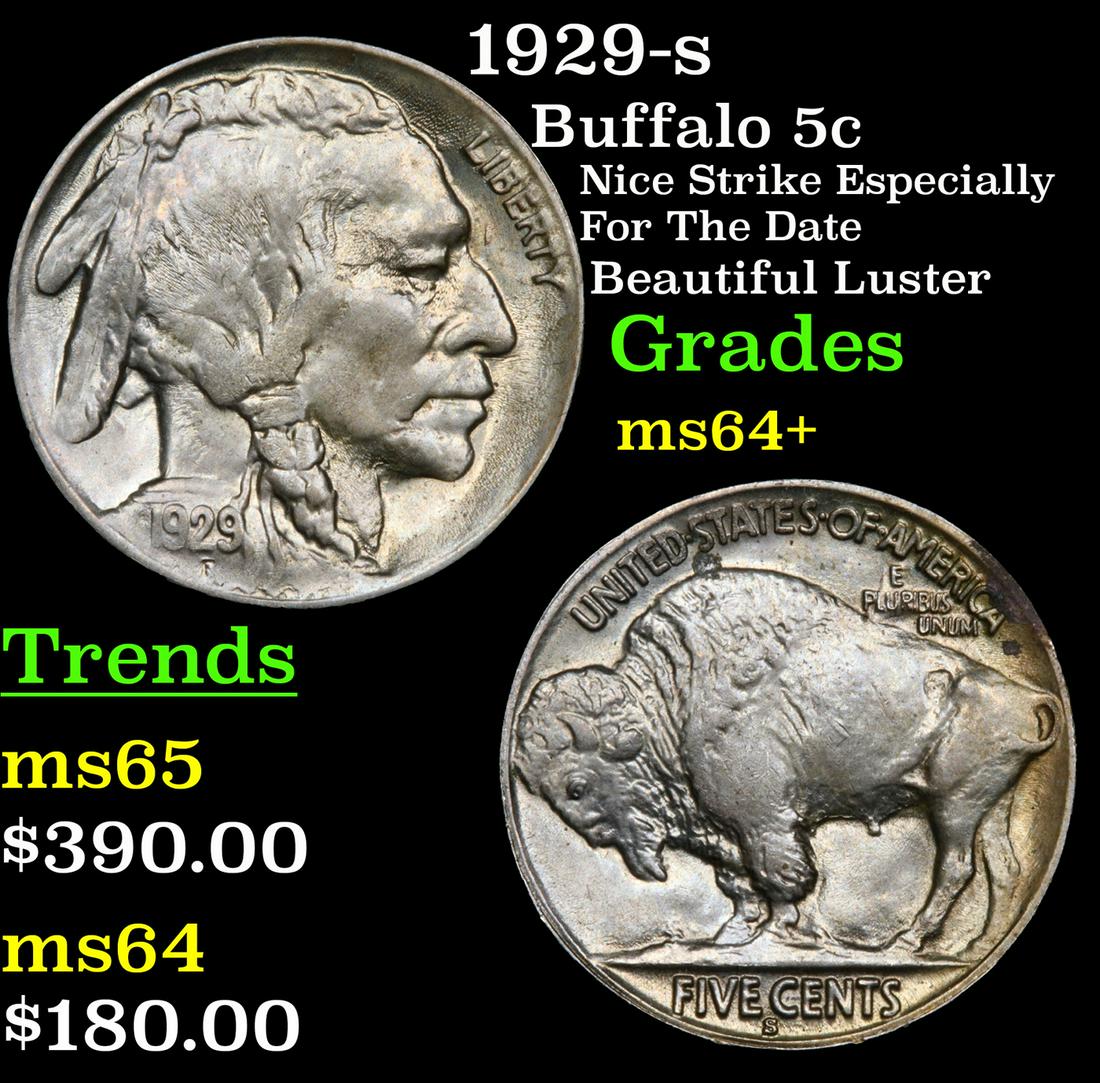 1929-s Buffalo 5c Grades Choice+ Unc (1 of 3)