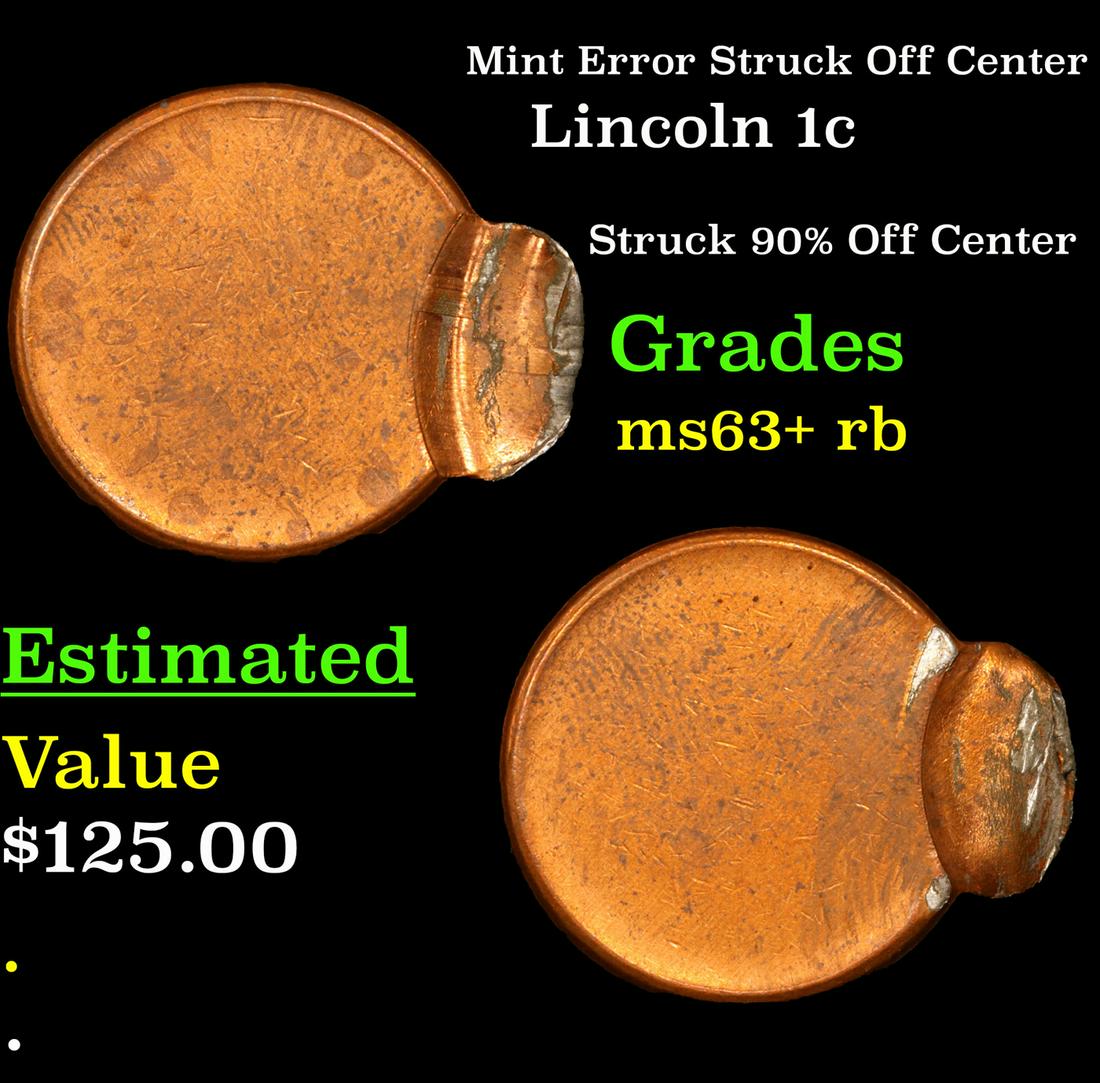Mint Error Struck Off Center Lincoln 1c Grades Select+ (1 of 3)