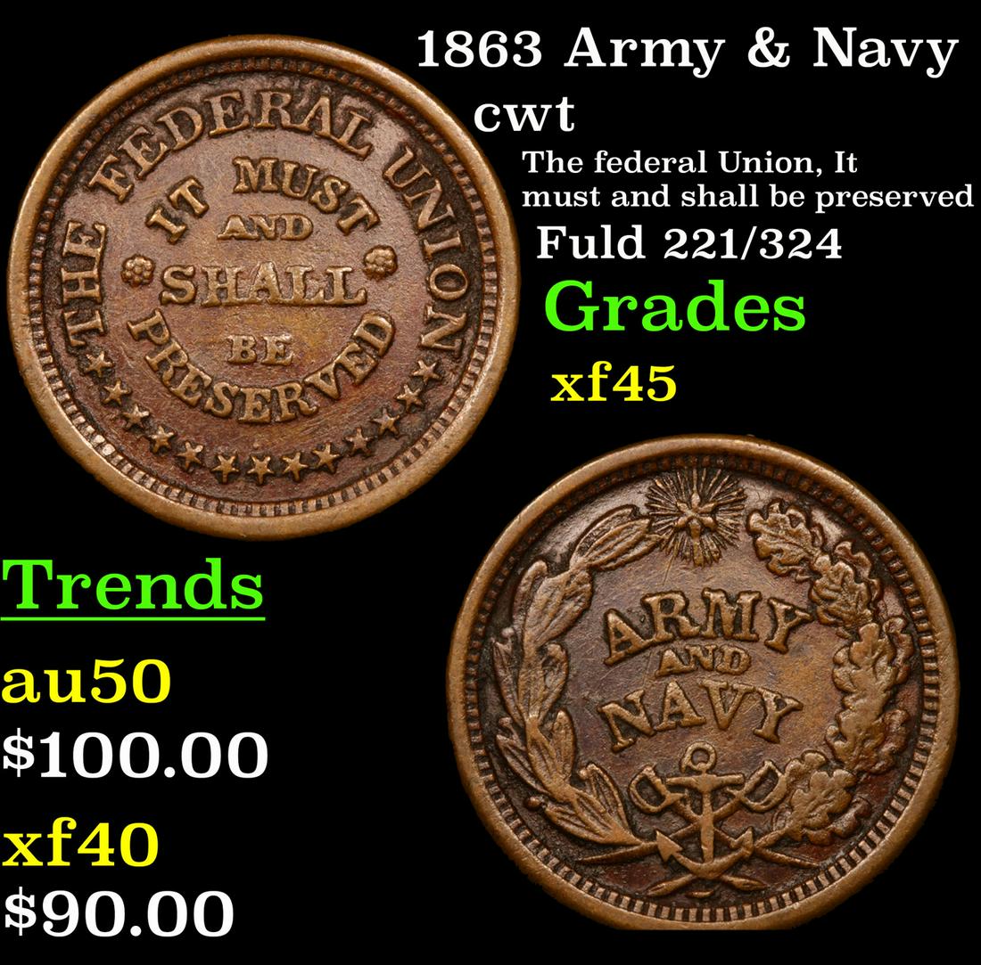 1863 Army & Navy cwt Grades xf+ (1 of 3)