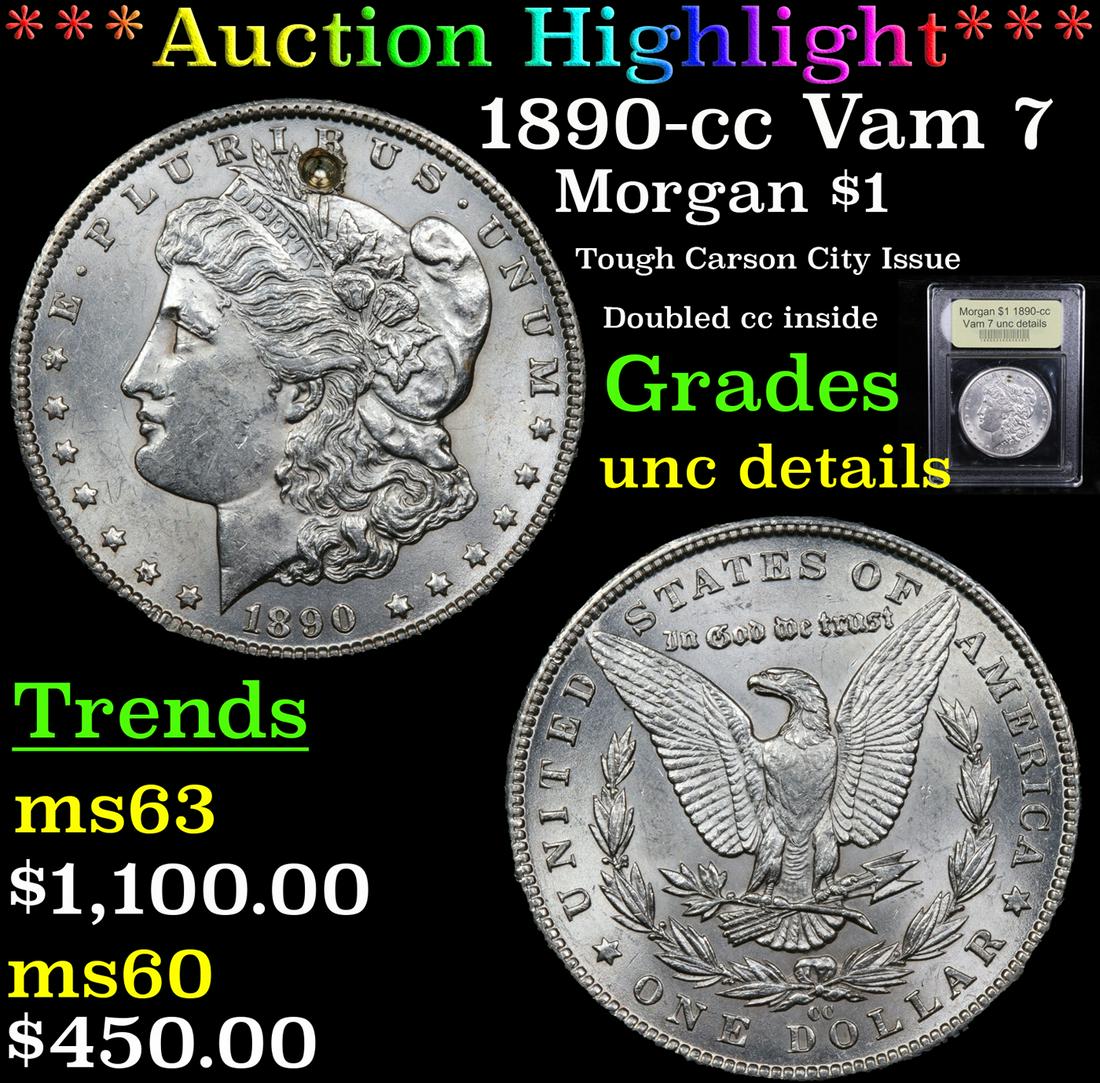 *Highlight* 1890-cc Vam 7 Morgan $1 Graded Unc Details (1 of 5)