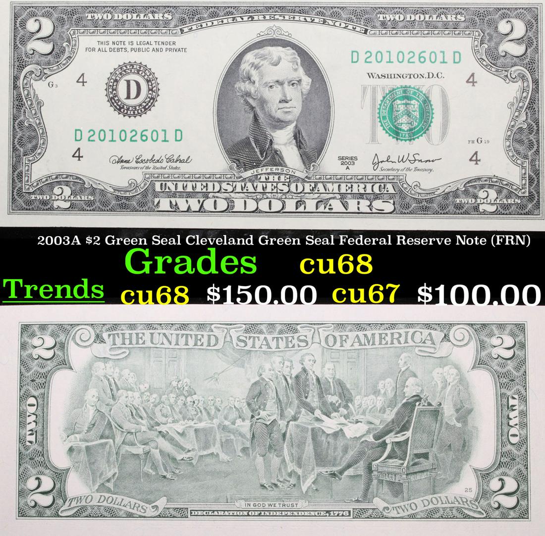 2003A $2 Green Seal Cleveland Green Seal Federal (1 of 3)