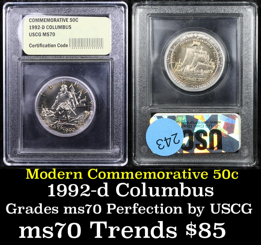 1992-d Columbus Modern Commem Half Dollar 50c Graded (1 of 3)