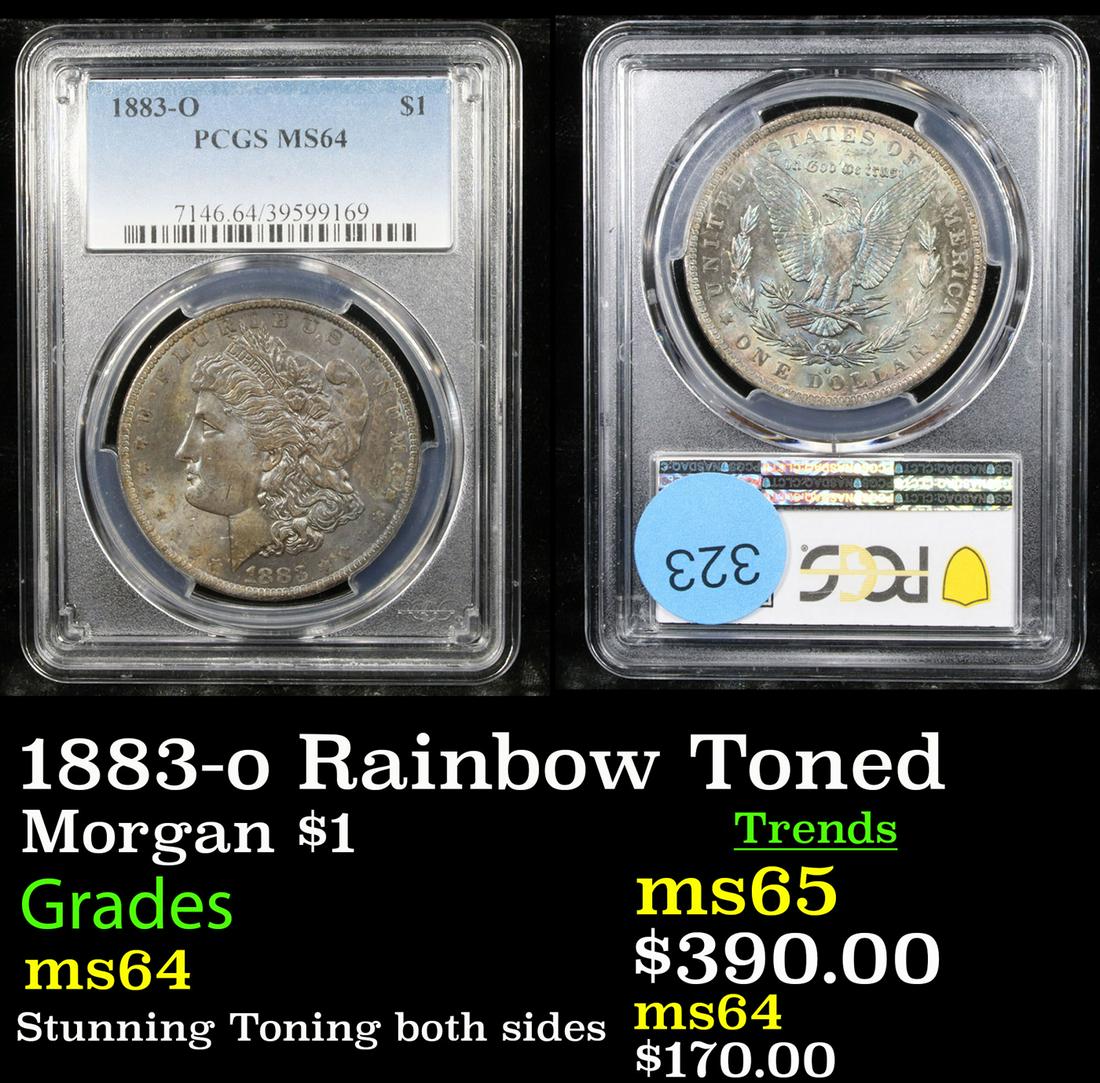 1883-o Rainbow Toned Morgan $1 Graded ms64 (1 of 3)