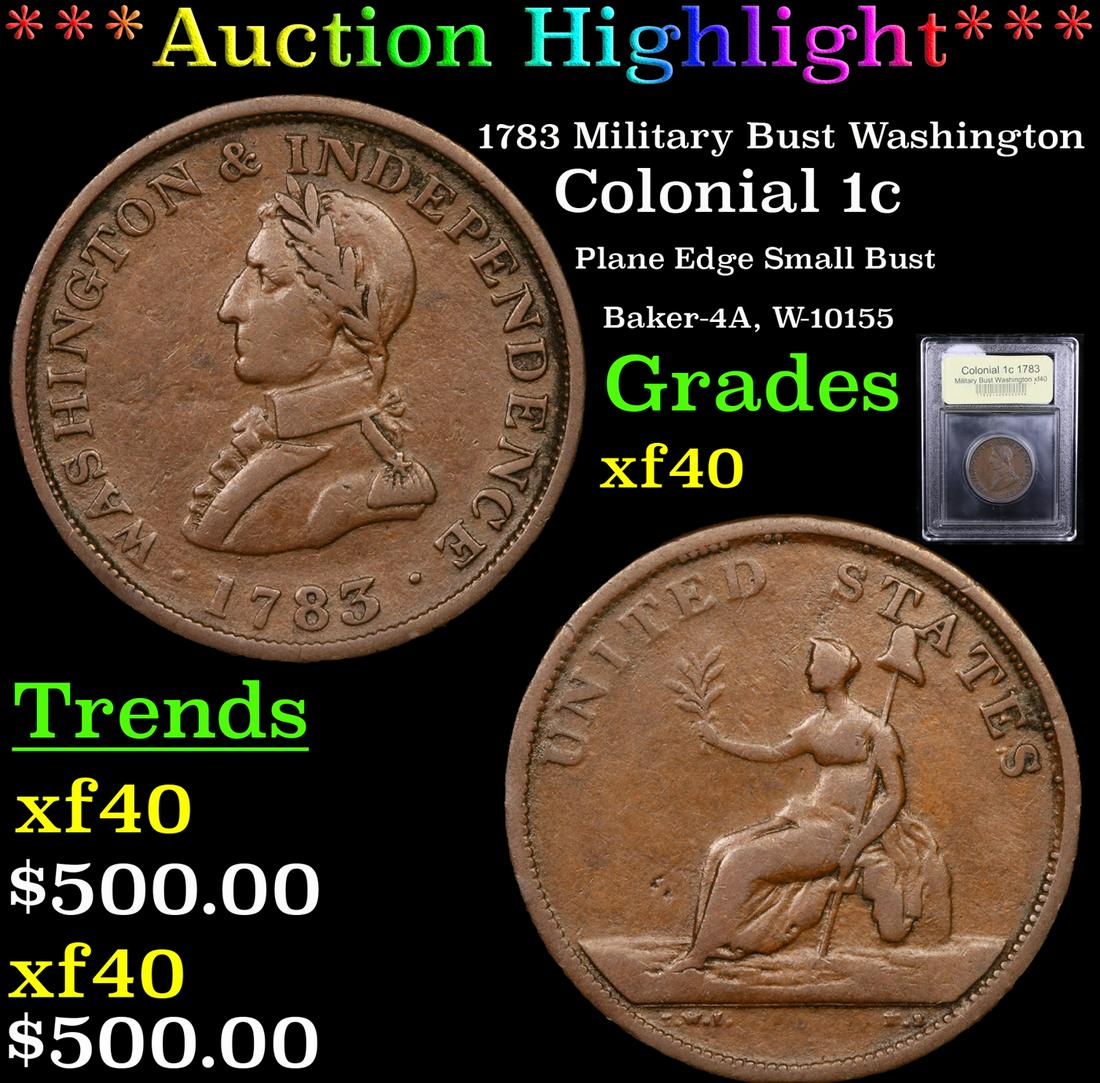 *Highlight* 1783 Military Bust Washington Colonial 1c (1 of 5)