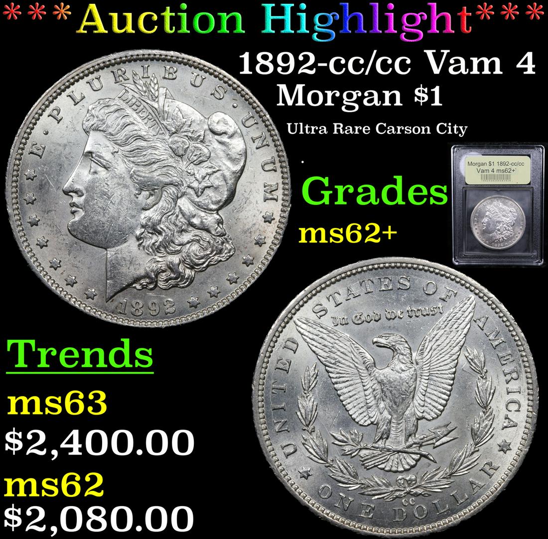 *Highlight* 1892-cc /cc Vam 4 Morgan $1 Graded Select (1 of 5)