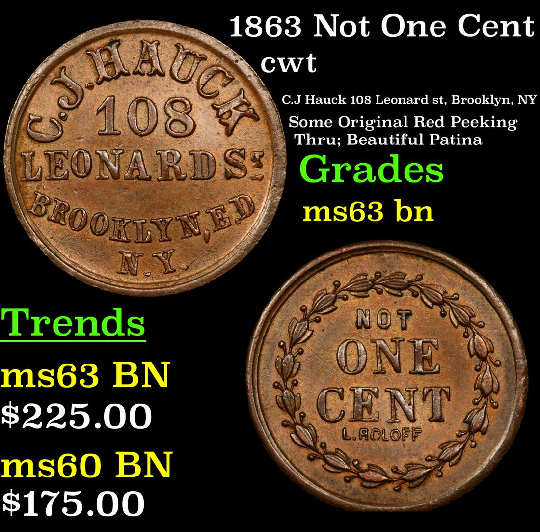 1863 Not One Cent cwt Grades Select Unc BN (1 of 3)