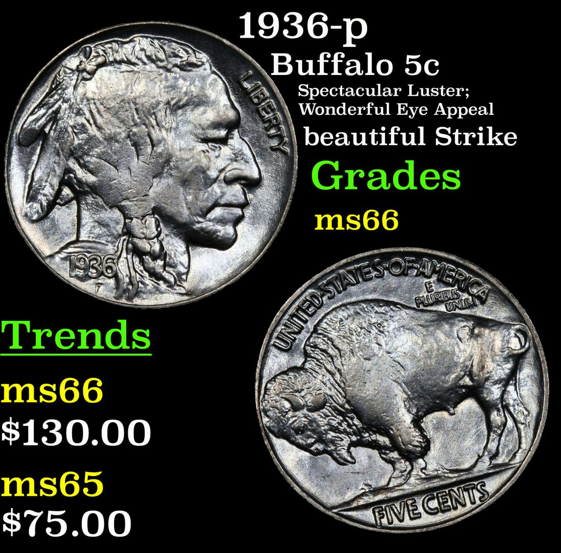 1936-p Buffalo 5c Grades GEM+ Unc (1 of 3)