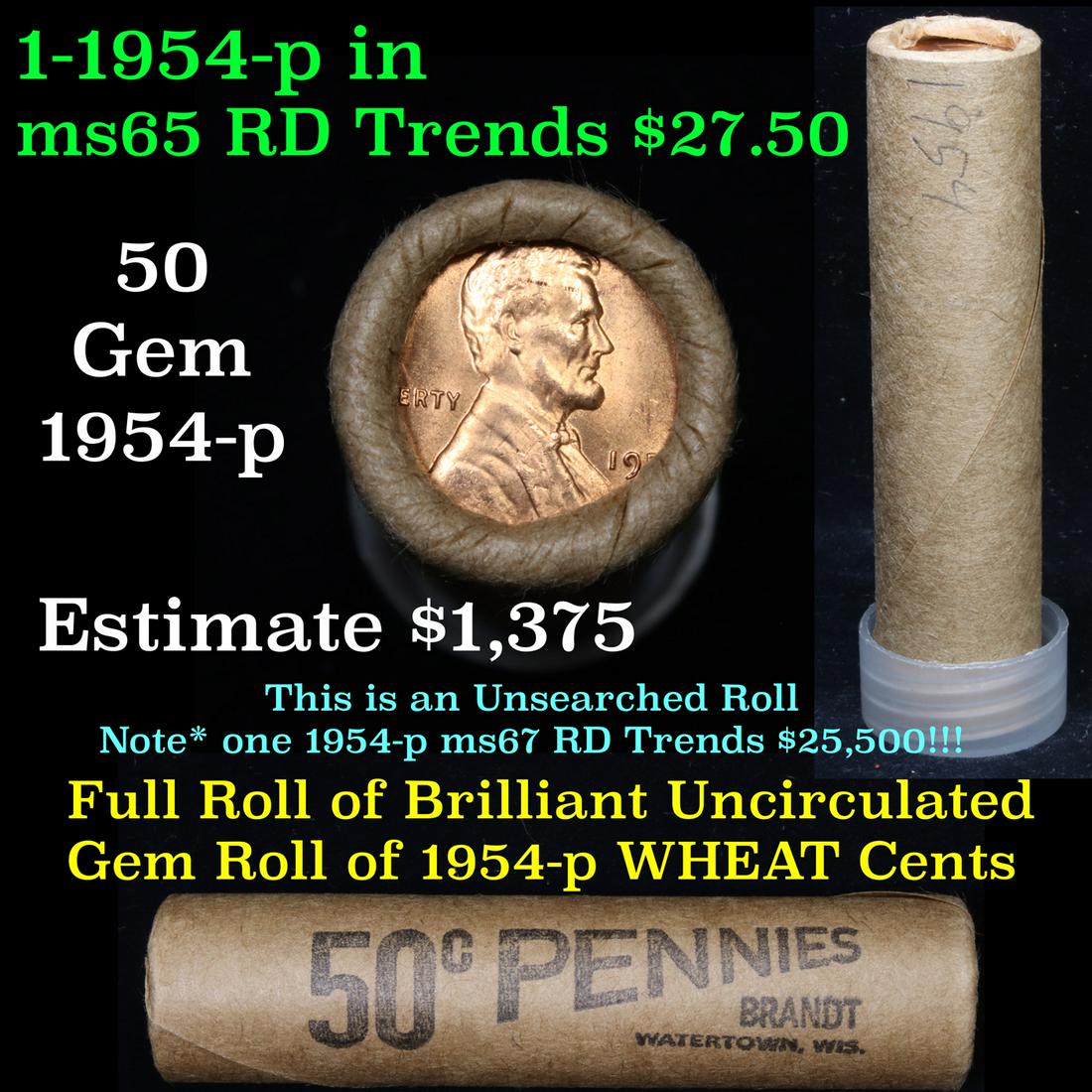Uncirculated Shotgun Lincoln 1c roll, hand marked (1 of 5)