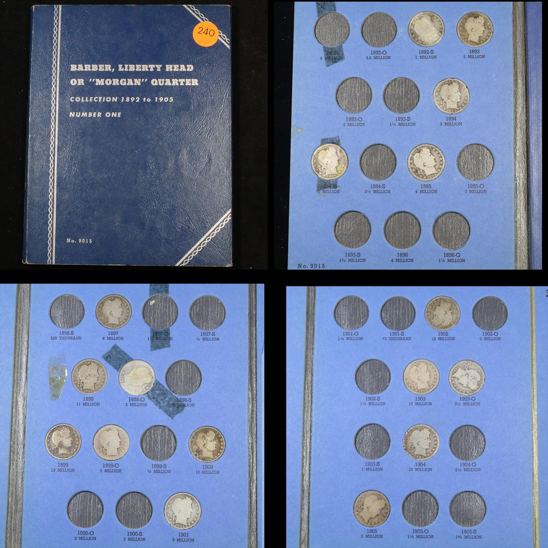 Partial Barber Quarter Book 1892-1905 17 coins (1 of 5)