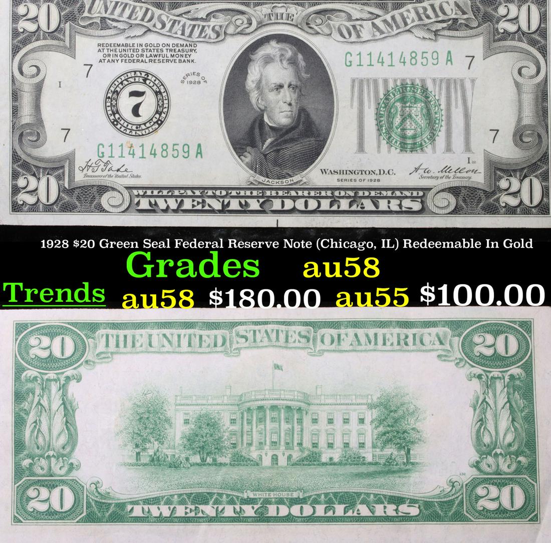 1928 $20 Green Seal Federal Reserve Note (Chicago, IL) (1 of 3)