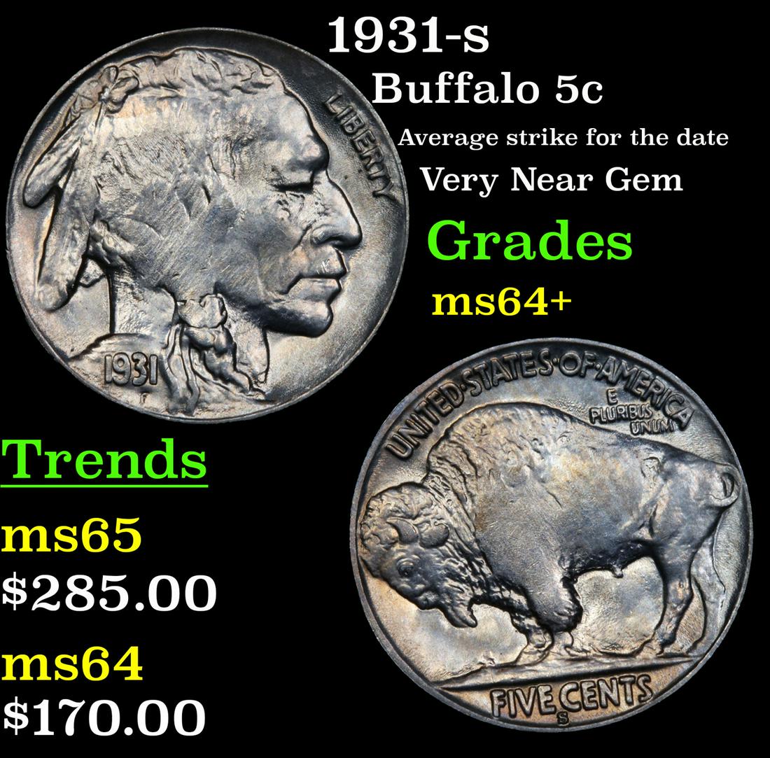1931-s Buffalo 5c Grades Choice+ Unc (1 of 3)